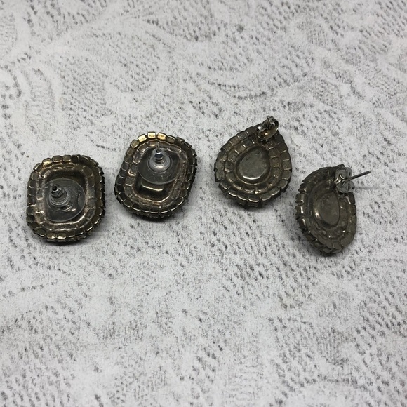 BUNDLE lot 2 vintage rhinestone formal glam statement earrings. - Picture 4 of 6